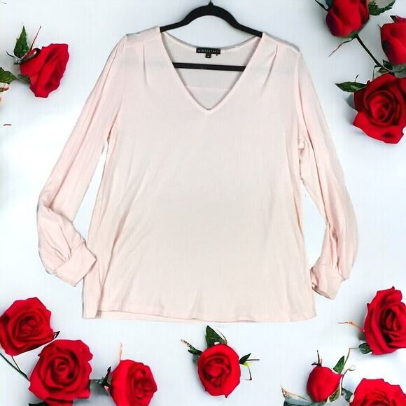 Gibson Women’s Sweater Medium Pink V-Neck Blouson Sleeve Pullover NWOT - Picture 2 of 16